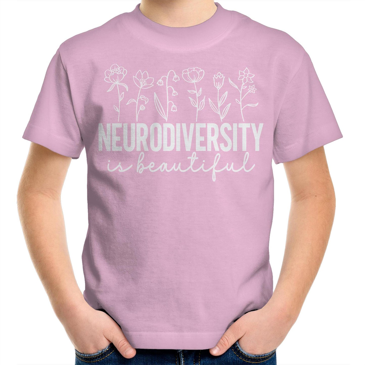 Neurodiversity Is Beautiful White Kids Youth T-Shirt